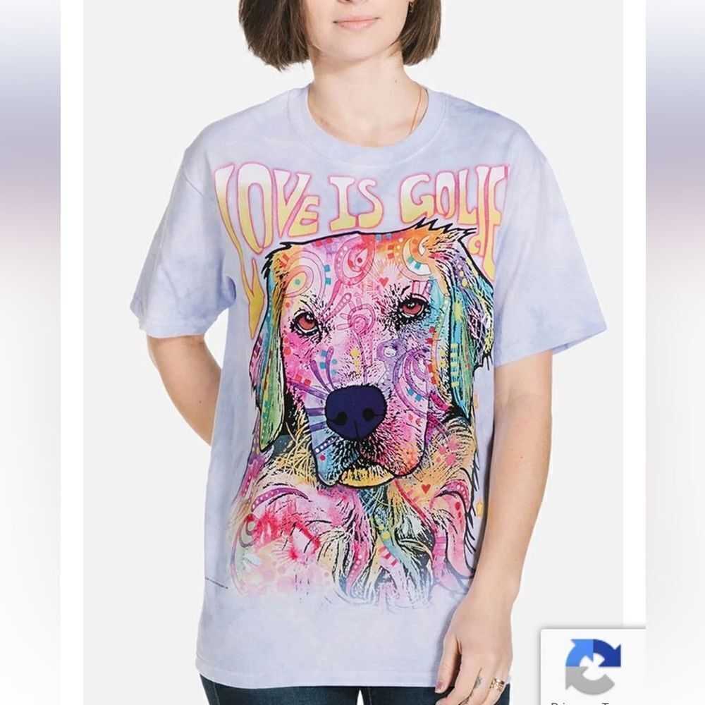 The Mountain Love Is Golden T-shirt Purple tie dye, size S